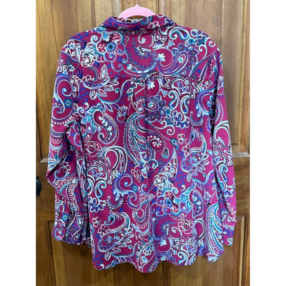 Mainstreet Blues Womens Paisley Print Long Sleeve Button Up Shirt Top Tunic 1X - Picture 3 of 5